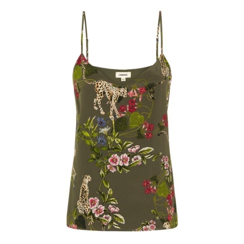 L'Agence Jane Camisole Tank French Moss Multi Silk Cami Size S - Picture 5 of 12